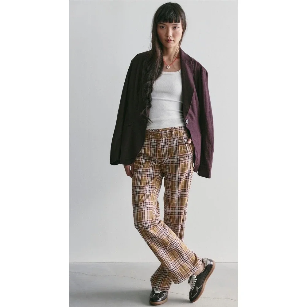 Set on You Slim‎ Retro Plaid yarn-dye Trousers